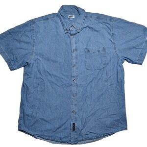 JOE'S USA Men XL Blue Denim Short Sleeve Button Shirt